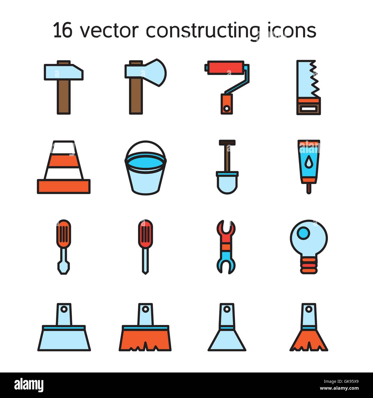 Konstruktion und Aufbau Icons Set. Symbole zu reparieren. Vektor Stock ...