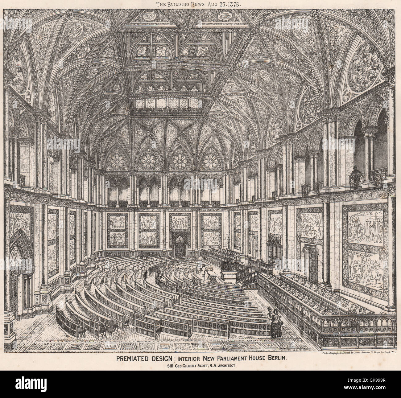 New Parliament House, Berlin; Sir George Gilbert Scott Architect, print 1875 Stockfoto New Parliament House, Berlin; Sir George Gilbert Scott Architect, print 1875 Stockfoto