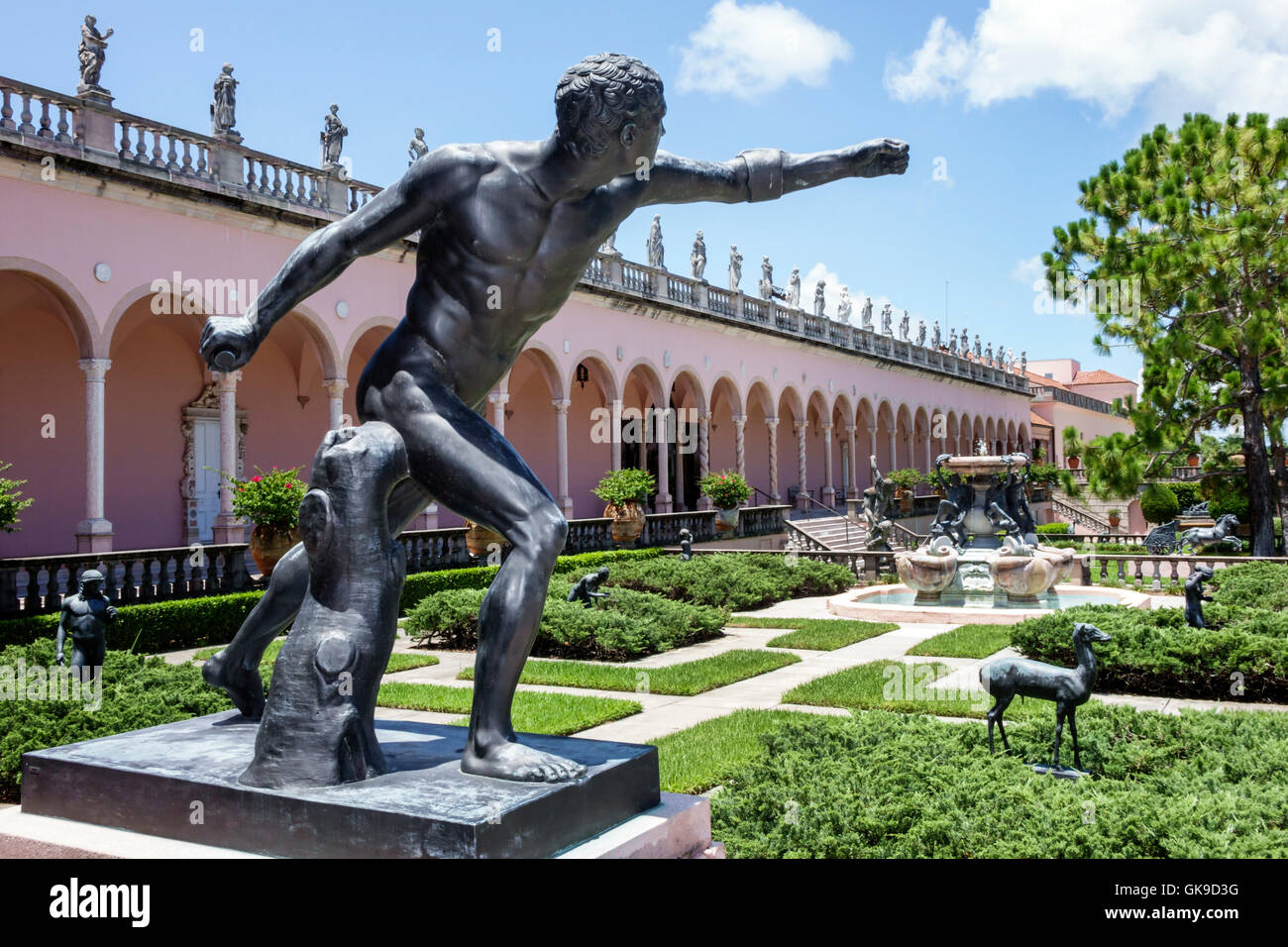 Sarasota Florida, Ringling Estate, Ca' d'Zan, Herrenhaus, John & Mable Ringling Museum of Art, Kunstmuseum, Außenansicht, Architektur im Renaissance-Stil, Loggia, Hof Stockfoto