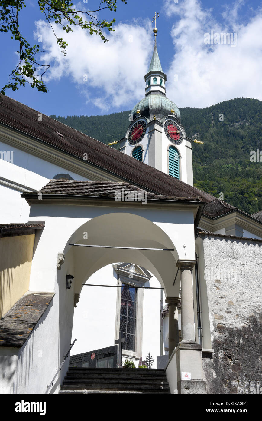 Alte Kirche in Altdorf im Kanton Uri, Schweiz Stockfoto