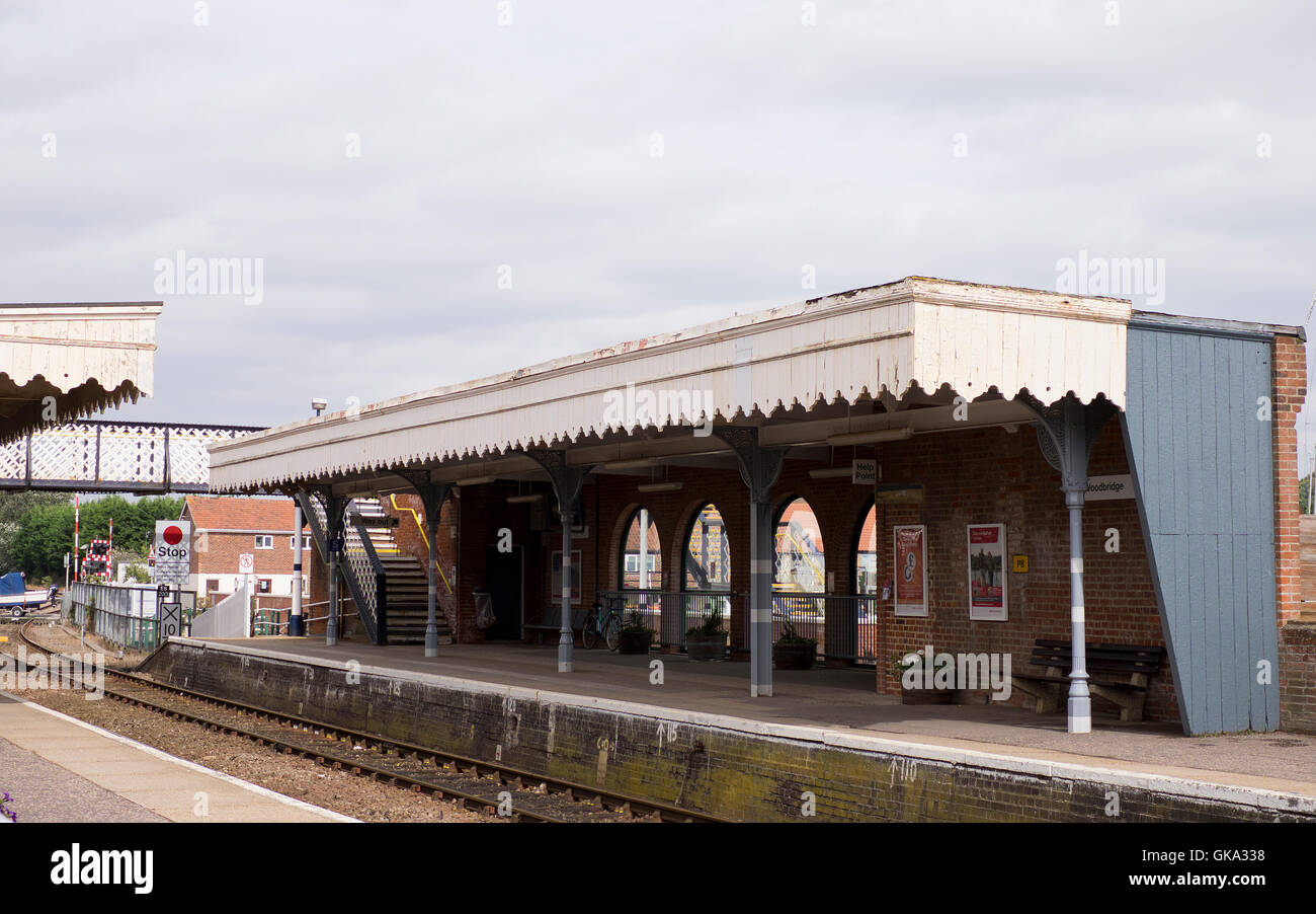 Eine leere Woodbridge-Station in Suffolk England Stockfoto