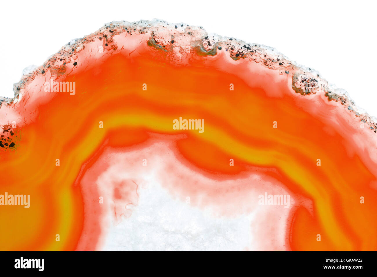 Zusammenfassung Hintergrund - orange Achat Scheibe mineral Stockfoto