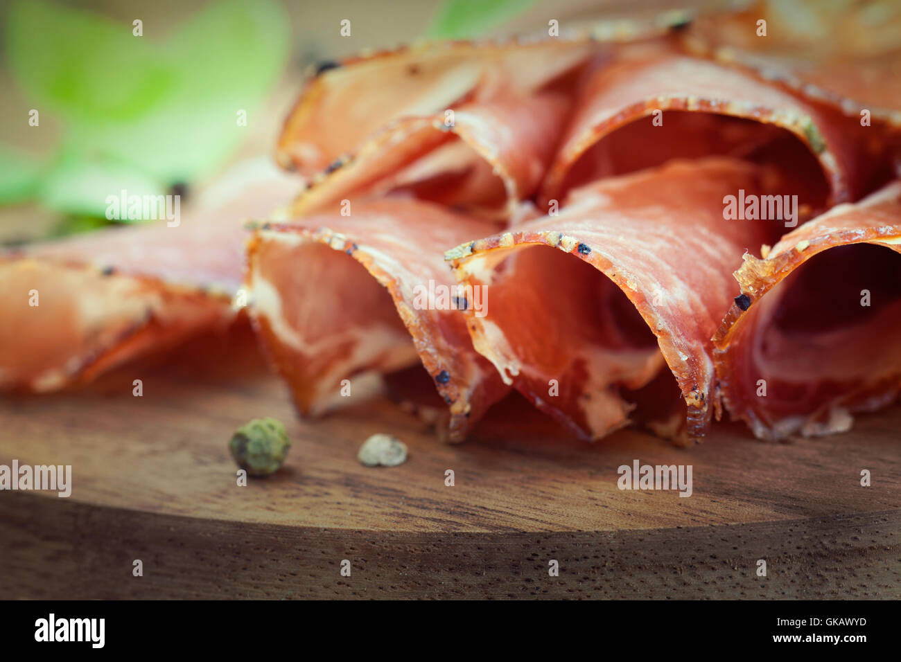Delikatessen Salami Schinken Stockfoto