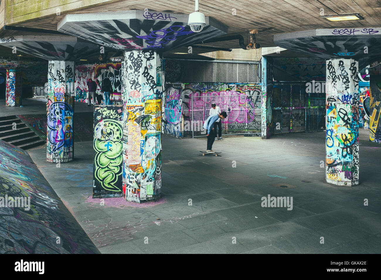 Skateboarder in der South Bank, London. Stockfoto