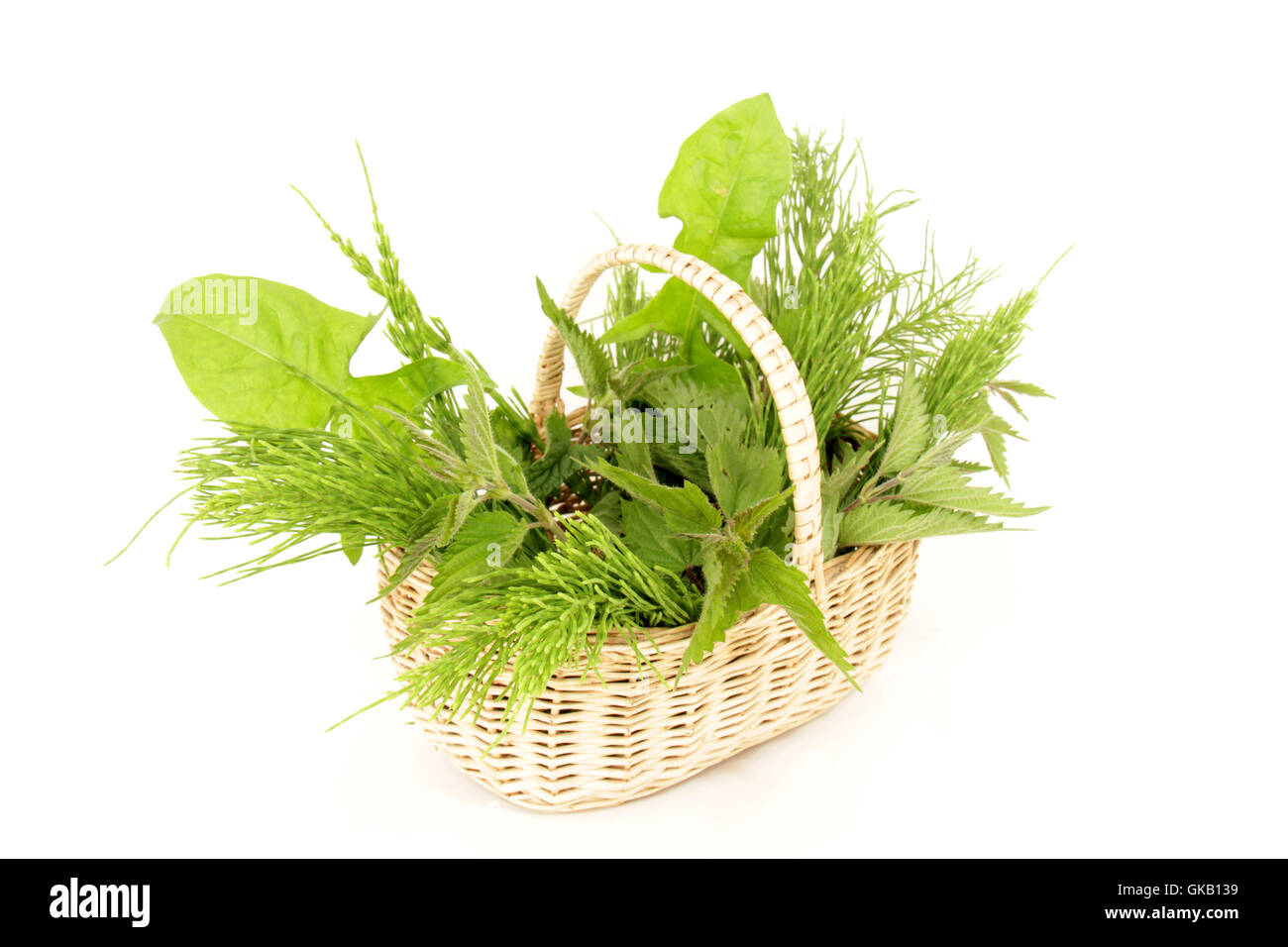 isolierte Korb Löwenzahn Stockfoto