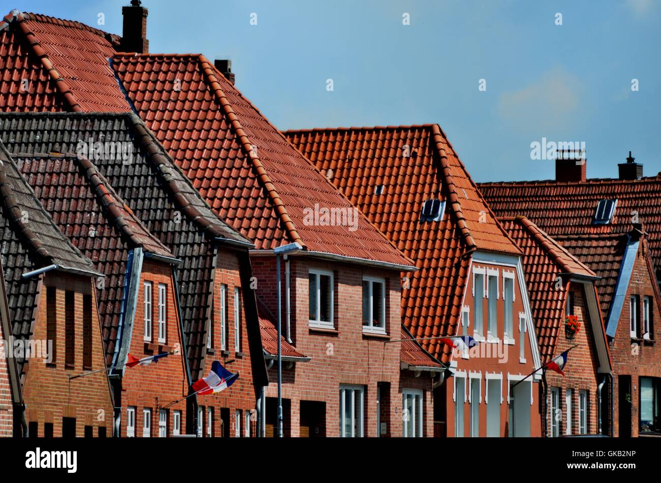 Häuser Dächer Norddeutschland Stockfoto