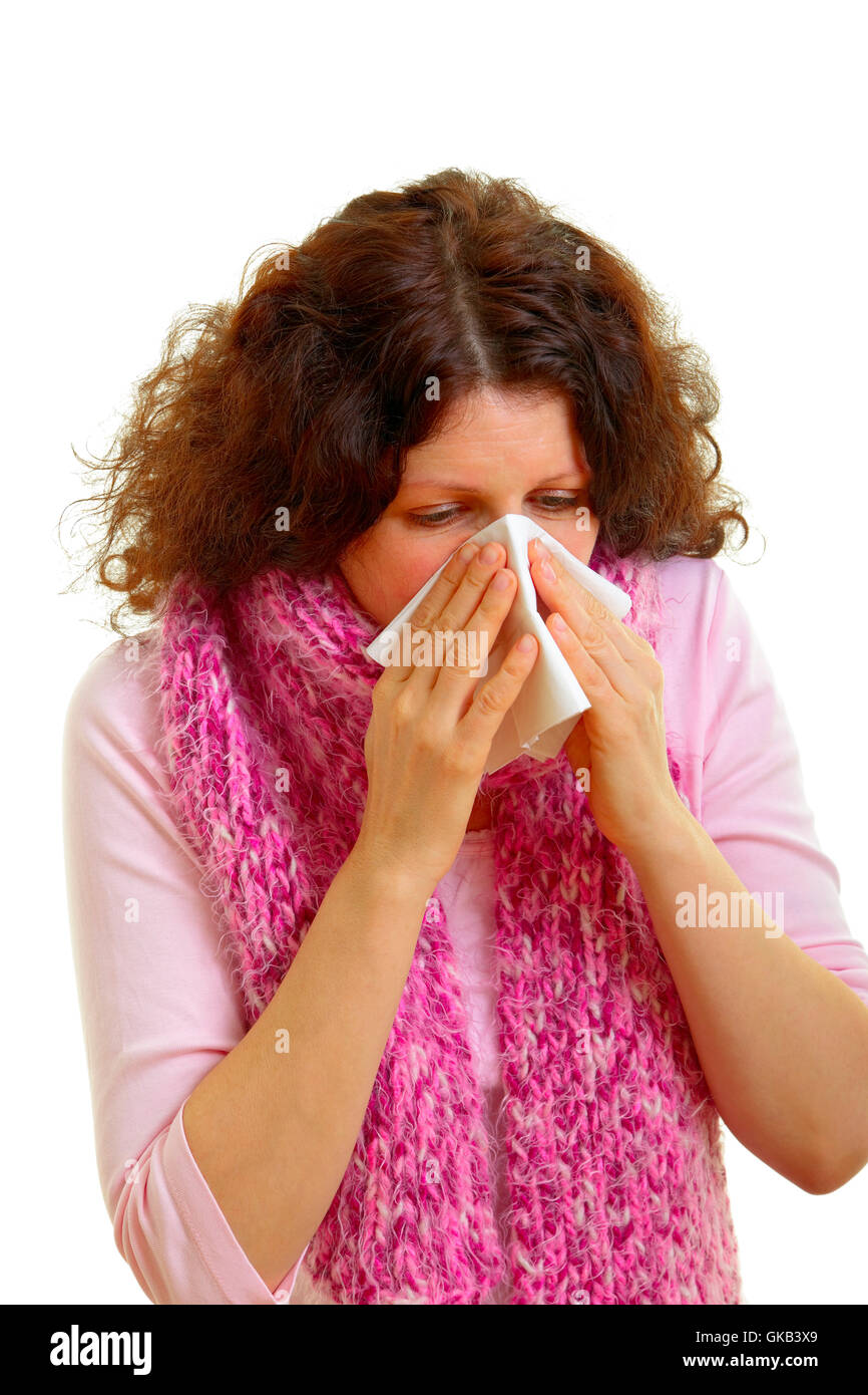 Frau weibliche Allergie Stockfoto