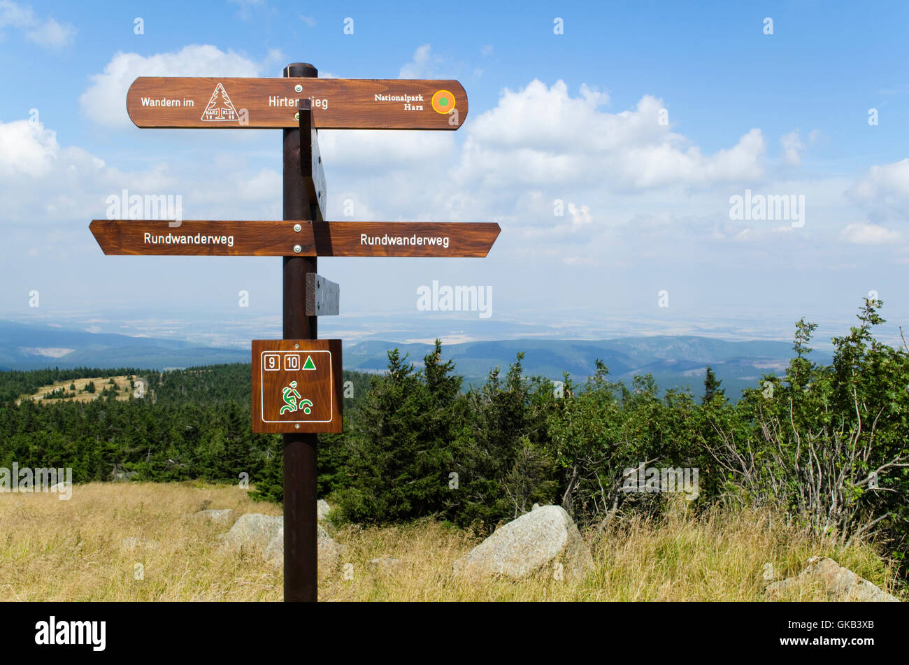 Wegweiser im Nationalpark Harz (Deutschland) Stockfoto