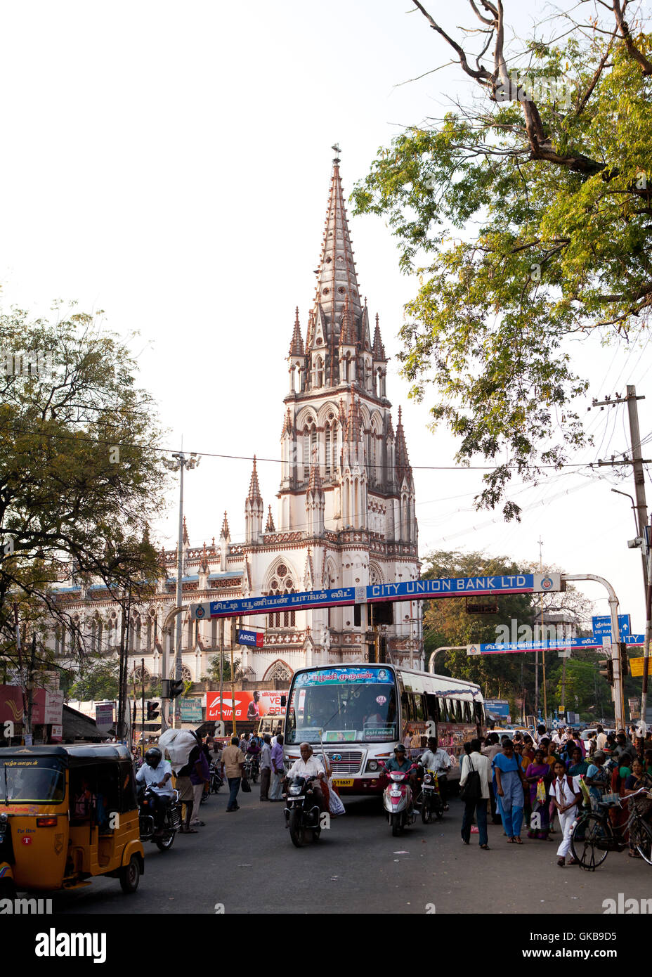 Kirche St. Joseph College, eine Replik der Kathedrale, Lourdes, Frankreich in Tiruchirapalli, Tamil Nadu, Indien Reisen - Indien 201 Stockfoto