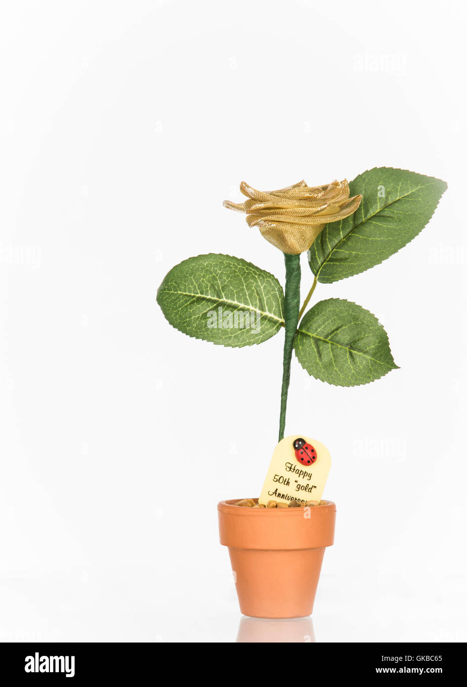 Goldene Hochzeit Blume - "Happy"Gold"50-jähriges" Stockfoto