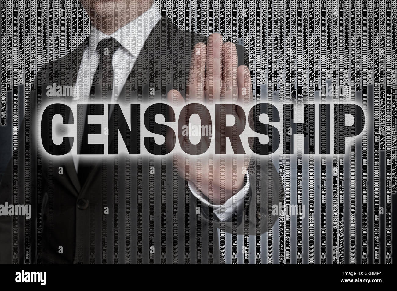 Geschäftsmann, Zensur mit Matrix zeigt. Stockfoto