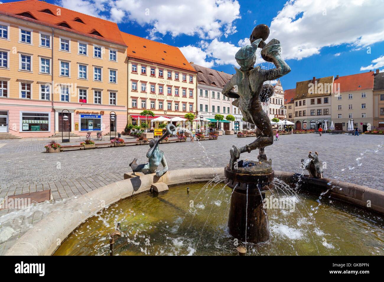 Marktplatz in der Stadt Torgau (Sachsen), 20. Juli 2016 | weltweite Nutzung Stockfoto