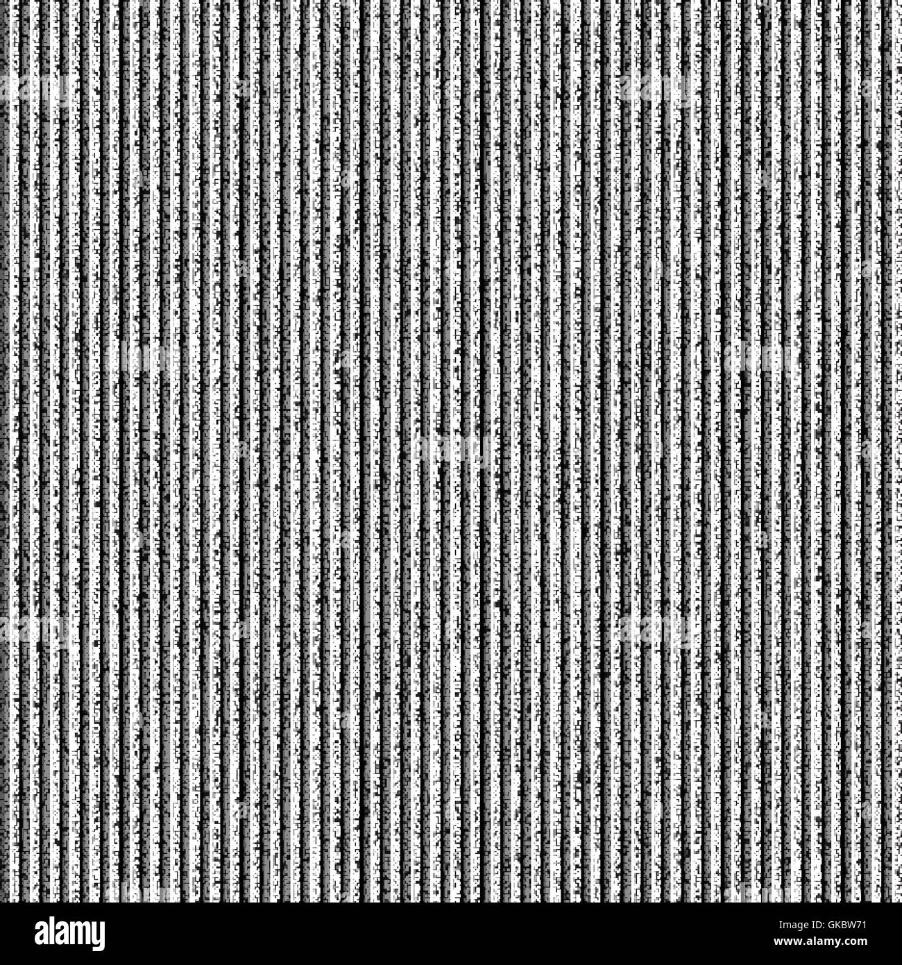 Nahtlose Textur mit körnigen Effekt "Störung" und vertikale Linien für den Hintergrund. Schwarz und weiß Farben Vorlage quadratische Formatgröße. Stock Vektor