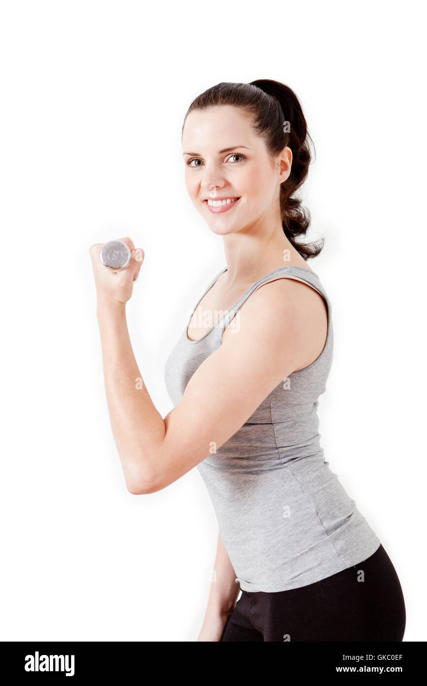 attraktive junge Frau tut ein Workout stretching Übungen fitne Stockfoto