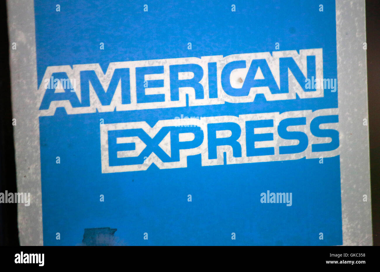 Logo der Marke "American Express", Kiruna, Schweden. Stockfoto