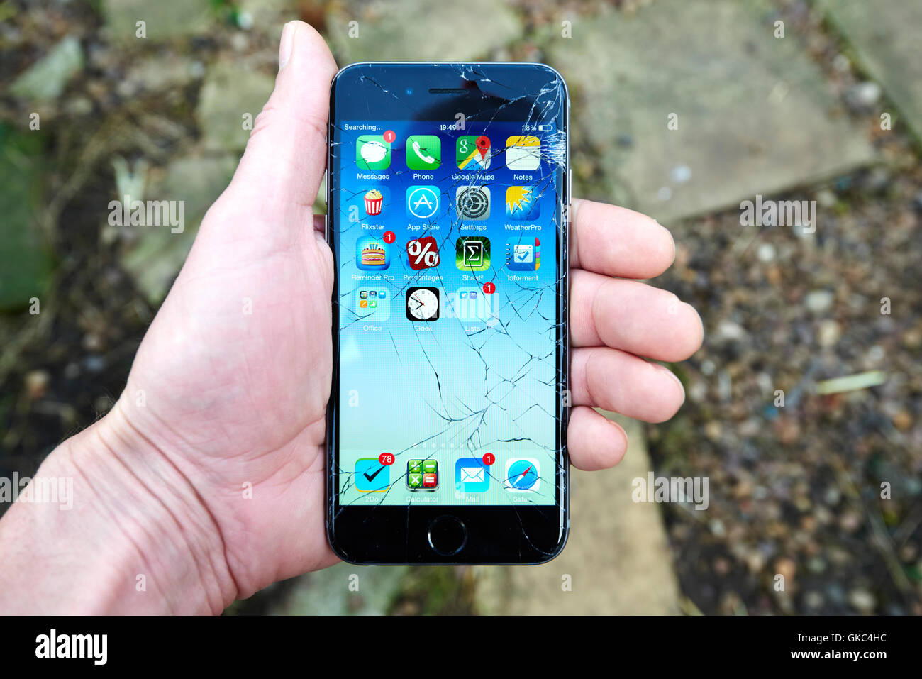 iPhone 6 Plus mit A Broken Screen Stockfoto