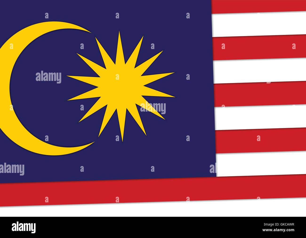 [EPS10] Malaysia-Fahne mit Material-Design-Hintergrund Stock Vektor