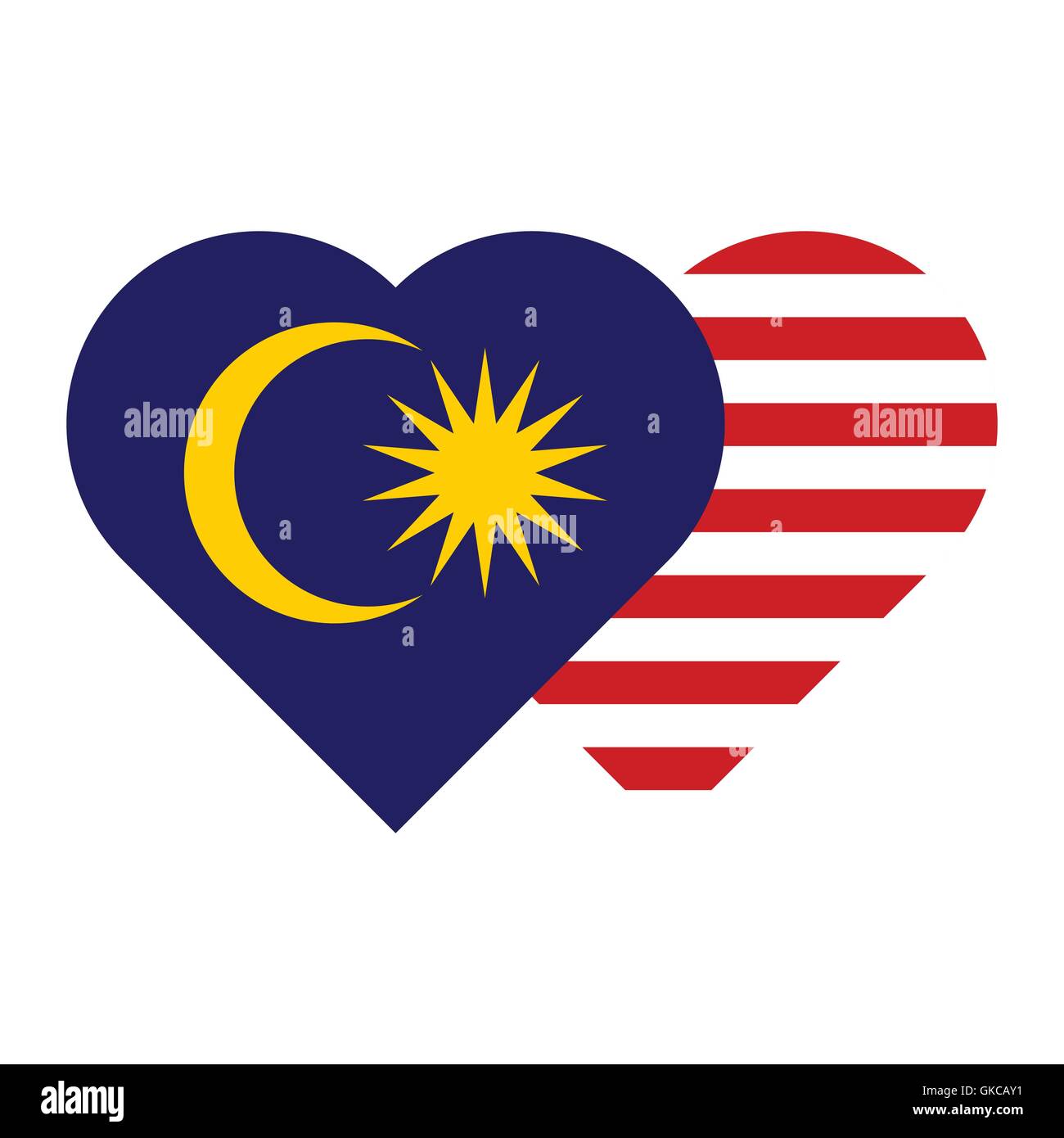 [EPS10] Malaysia-Flag - Herzform Stock Vektor
