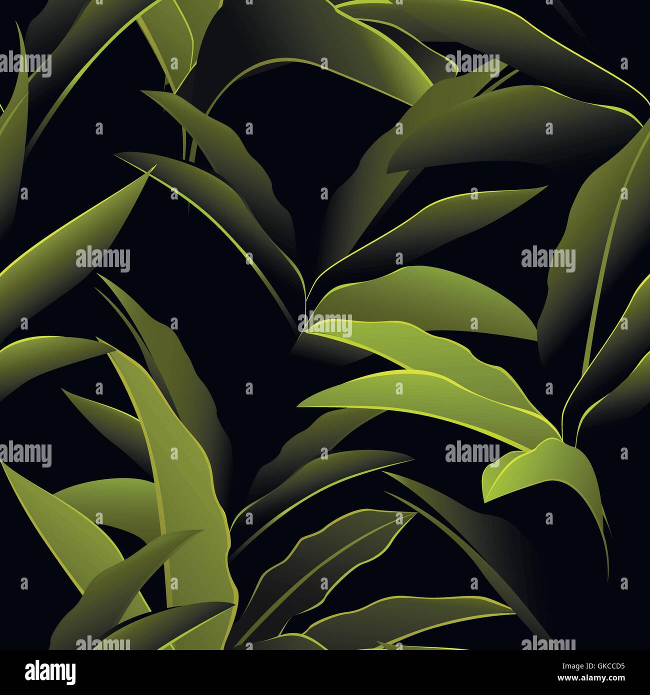 Nahtlose Muster mit Blättern in nächtlichen Regen Wald. Stock Vektor