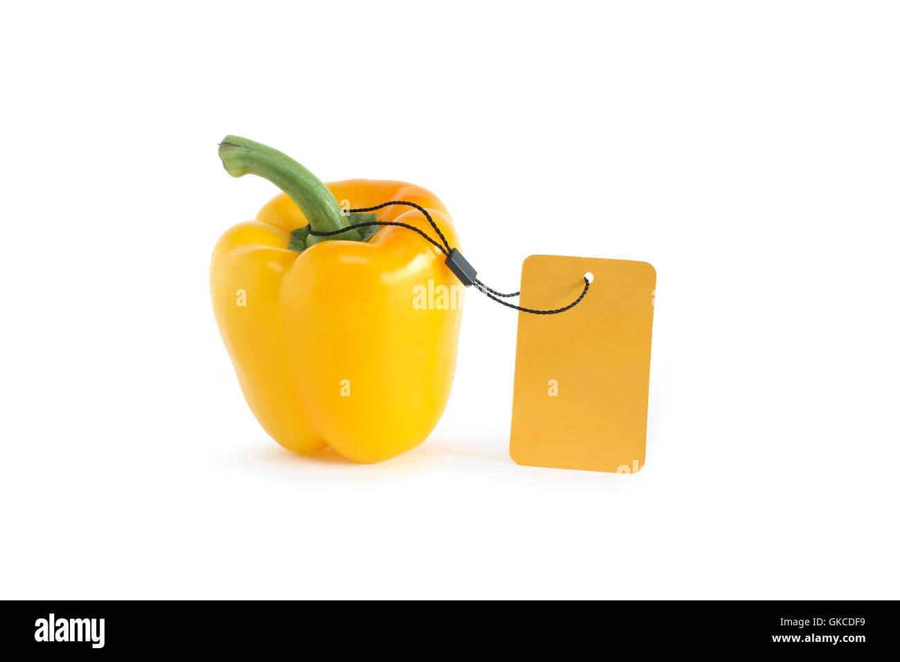 Paprika mit Preisschild Stockfoto