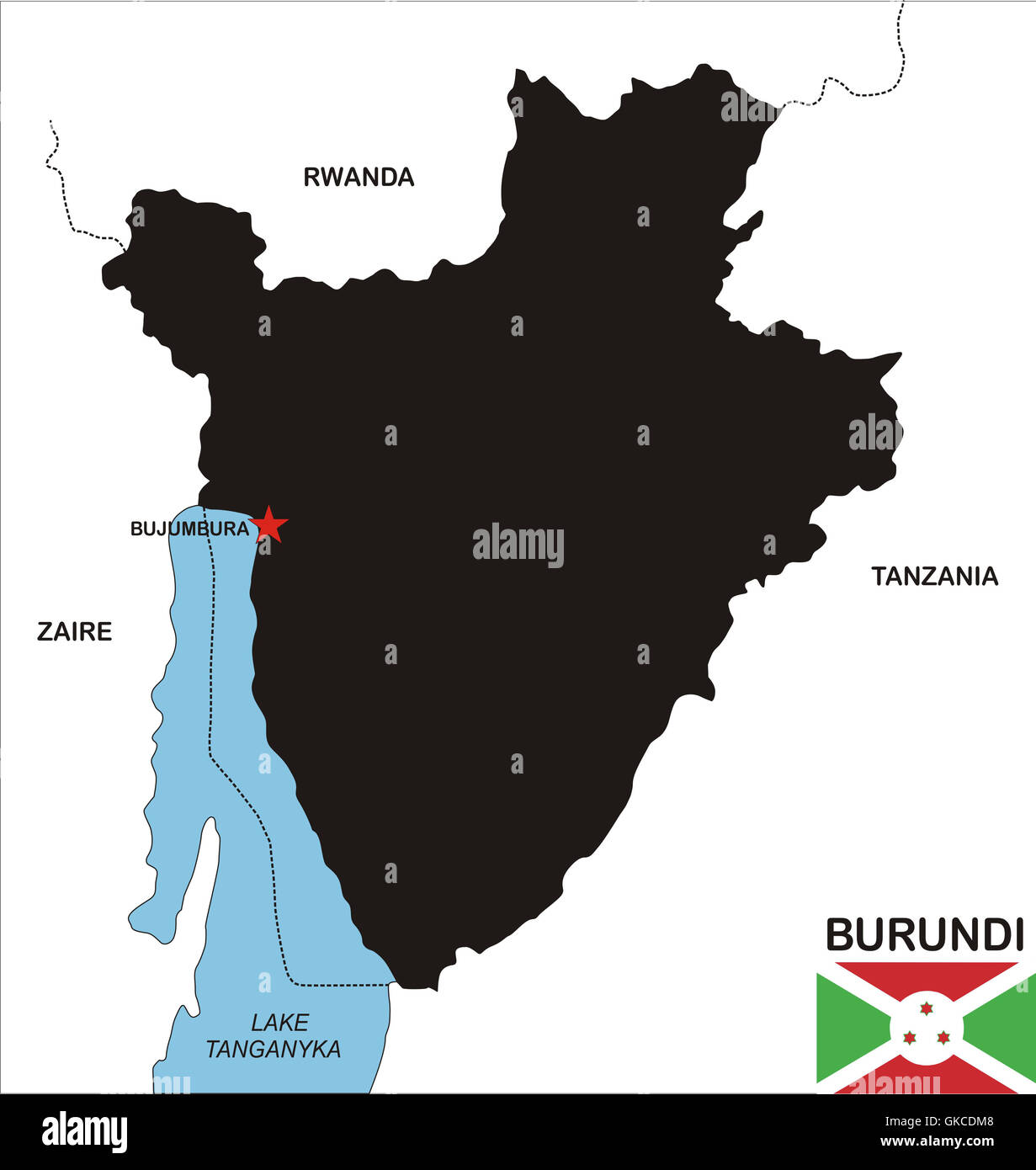 Burundi-Karte Stockfoto