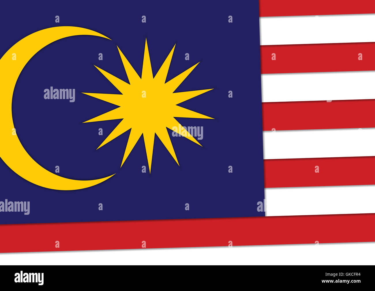 [JPEG] Malaysia-Fahne mit Material-Design-Hintergrund Stockfoto