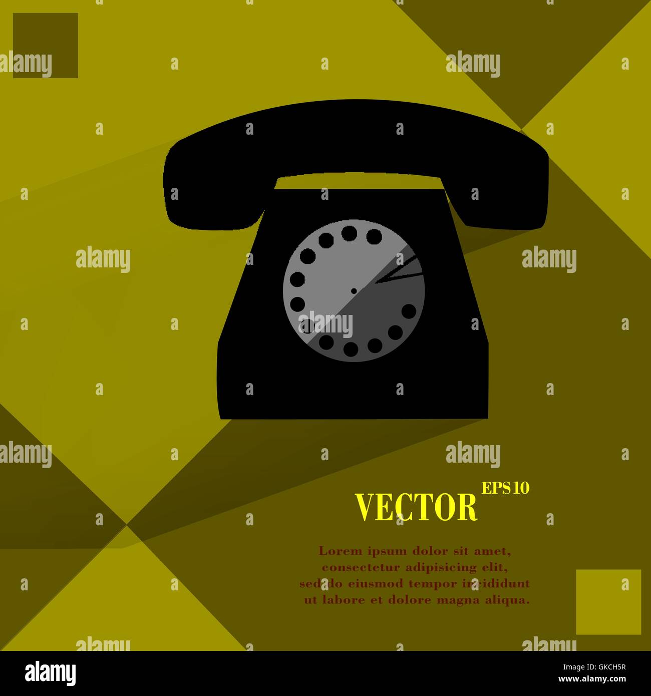 Retro-Telefon. Flache moderne Web-Taste auf einem flachen geometrischen abstrakten Hintergrund Stock Vektor
