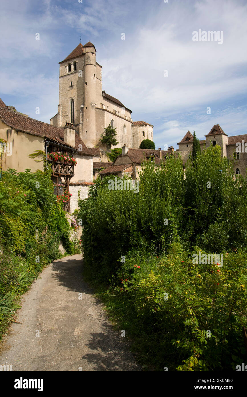 Die historischen Klippe Dorf touristische Attraktion der St Cirq Lapopie, Lot, Frankreich Stockfoto