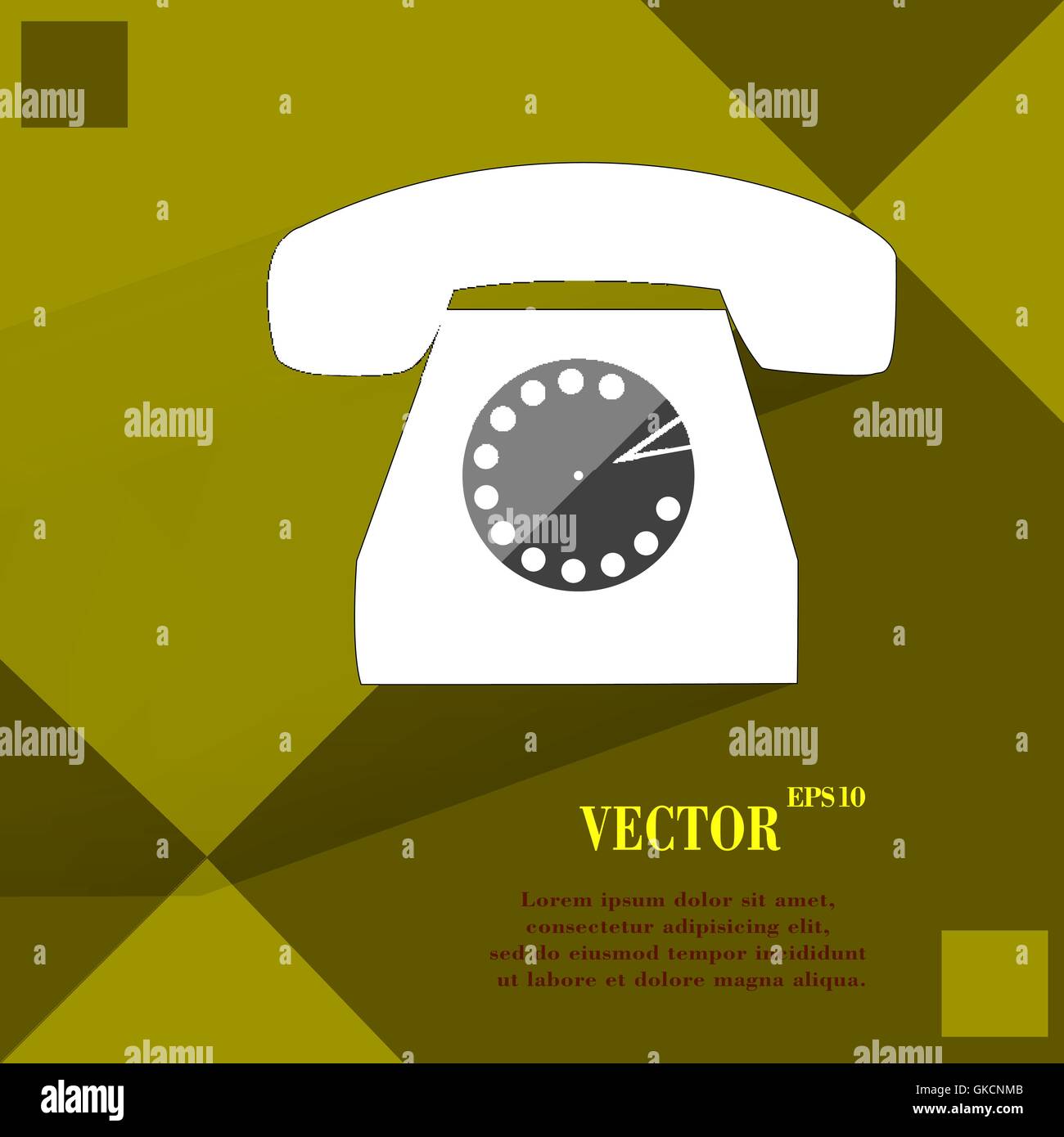 Retro-Telefon. Flache moderne Web-Taste auf einem flachen geometrischen abstrakten Hintergrund Stock Vektor