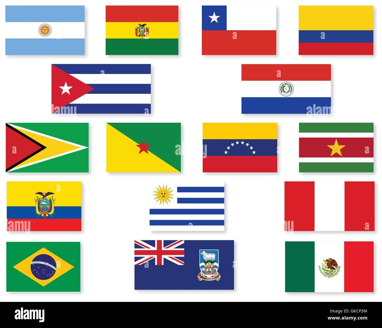 South American Flag gesetzt Stock Vektor