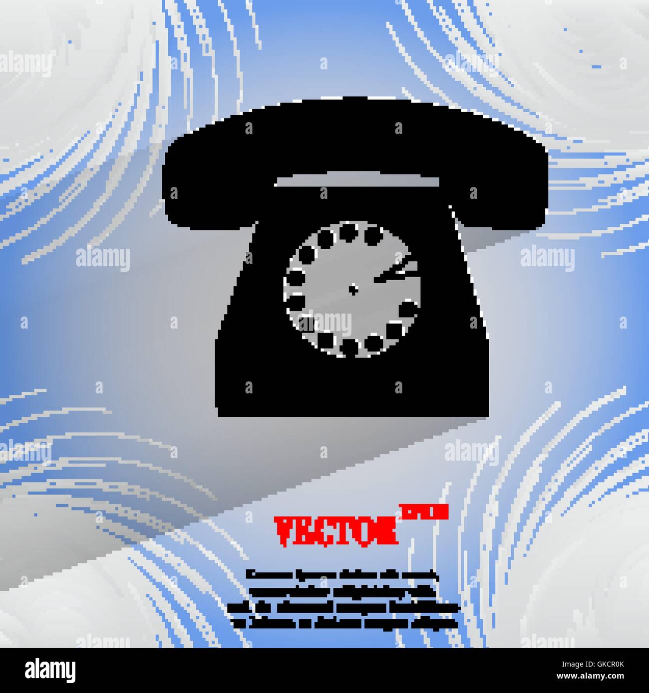 Retro-Telefon. Flache moderne Web-Taste auf einem flachen geometrischen abstrakten Hintergrund Stock Vektor