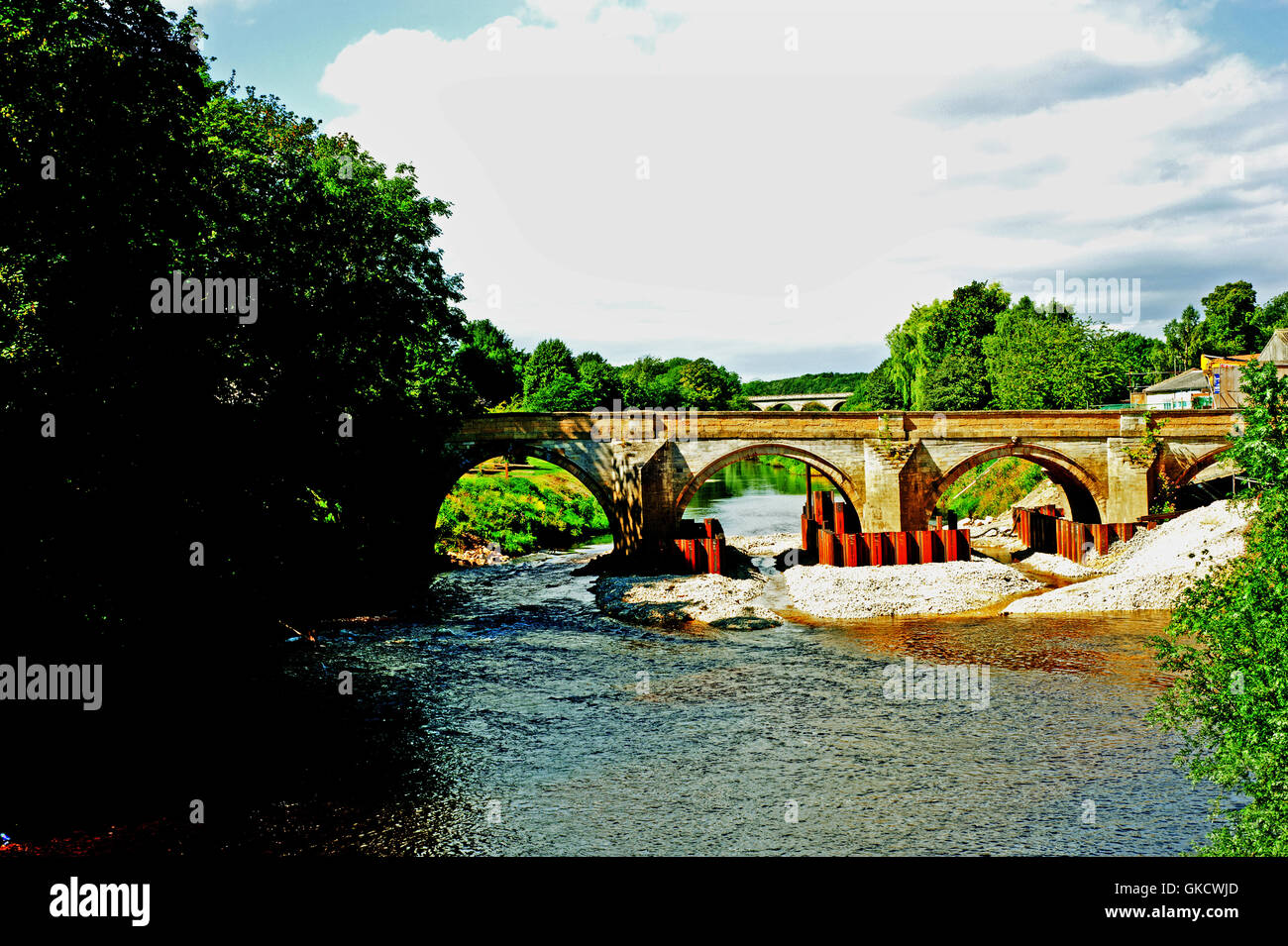 Brücke in Tadcaster, die in den Dezember 2015 Fluten weggespült haben Stockfoto