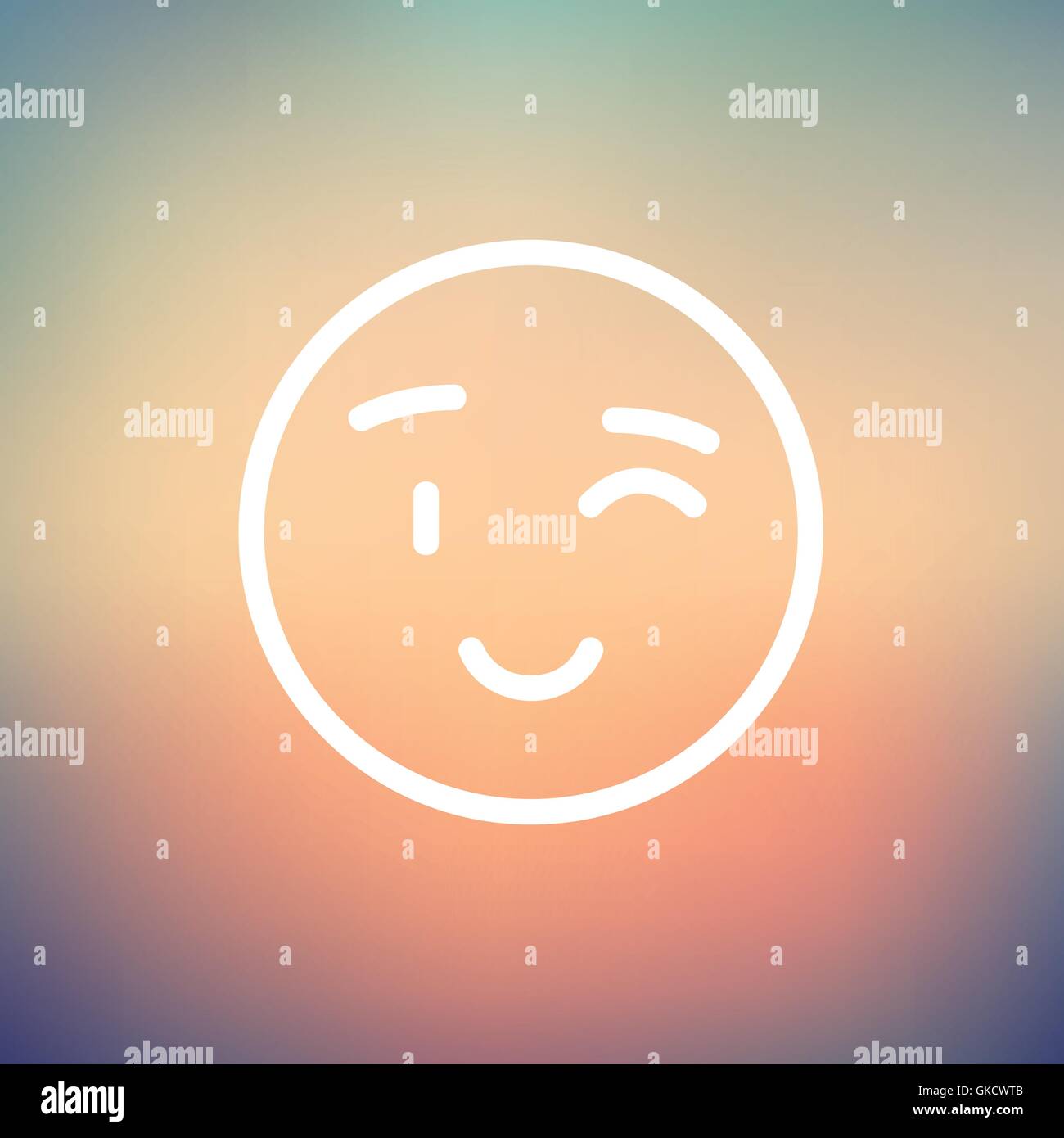 Winking Emoticon dünne Liniensymbol Stock Vektor