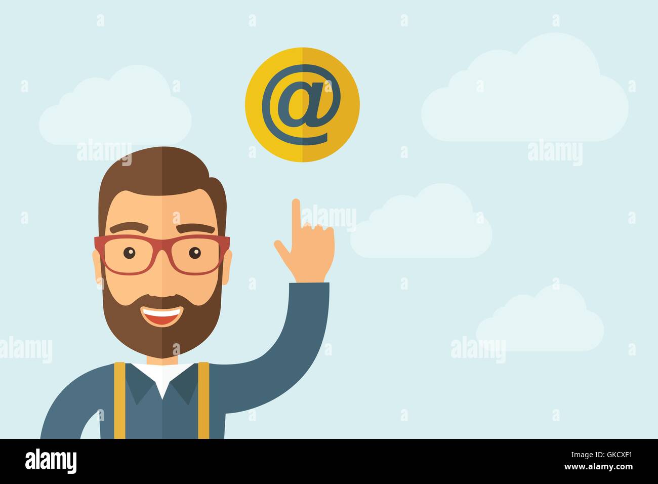 Mann zeigte die e Mail Internet-Symbol Stock Vektor