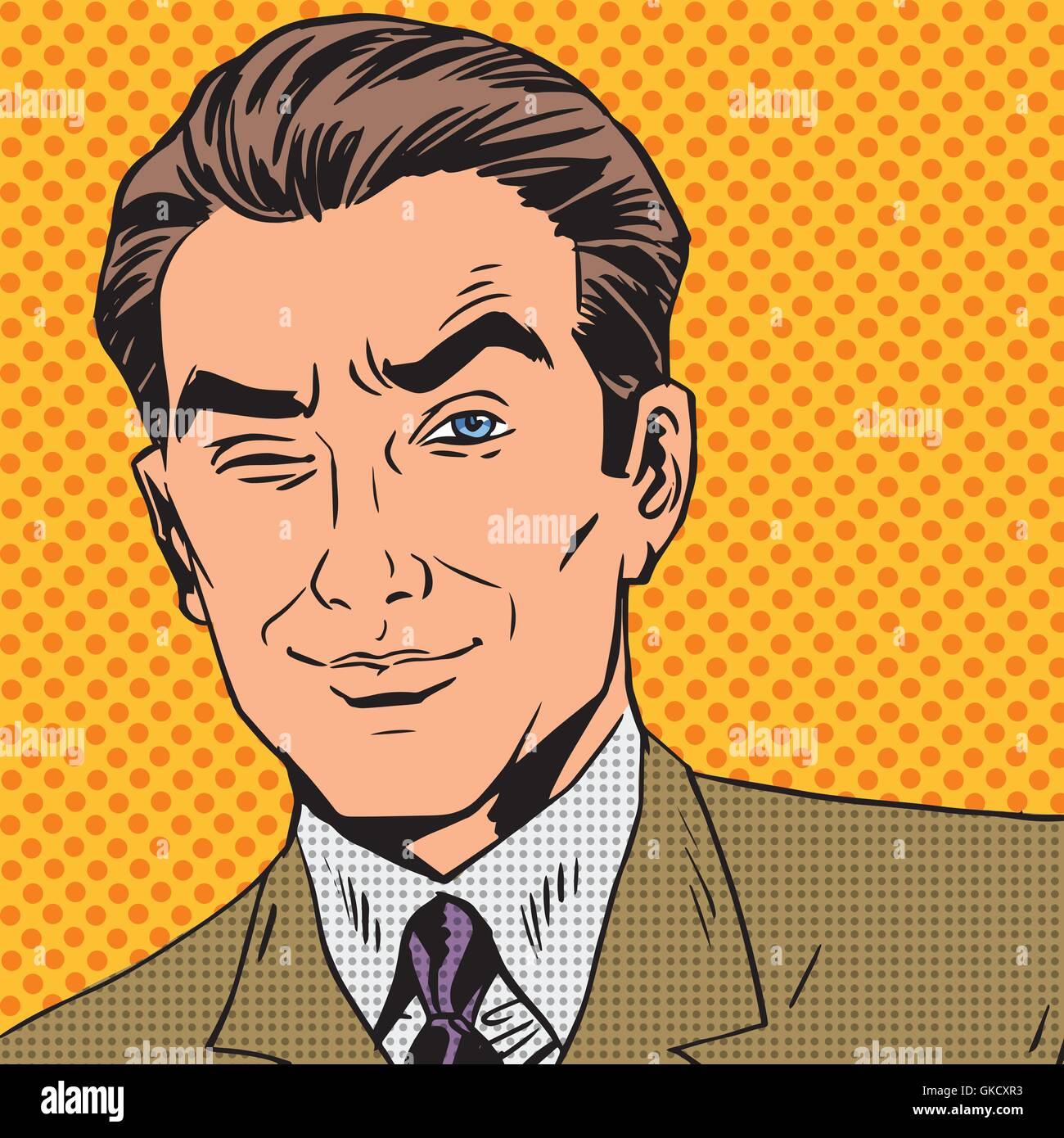 Mann sucht schließen ein Auge Pop-Art Comic Retro-Stil Halbton Stock Vektor Mann sucht schließen ein Auge Pop-Art Comic Retro-Stil Halbton Stock Vektor