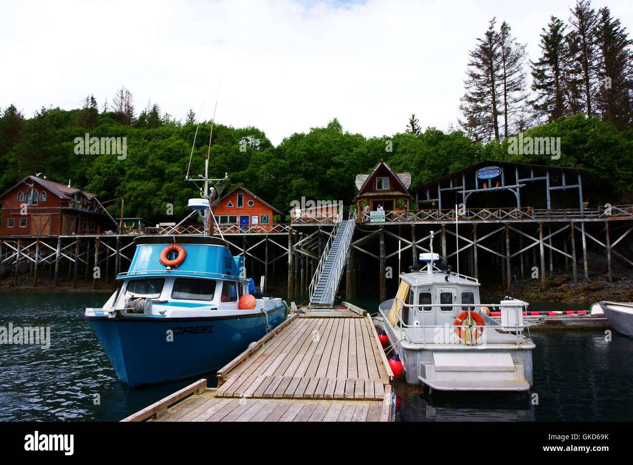 Halibut Cove, Dock und Saltry Restaurant, Kachemak Bay, Alaska Stockfoto