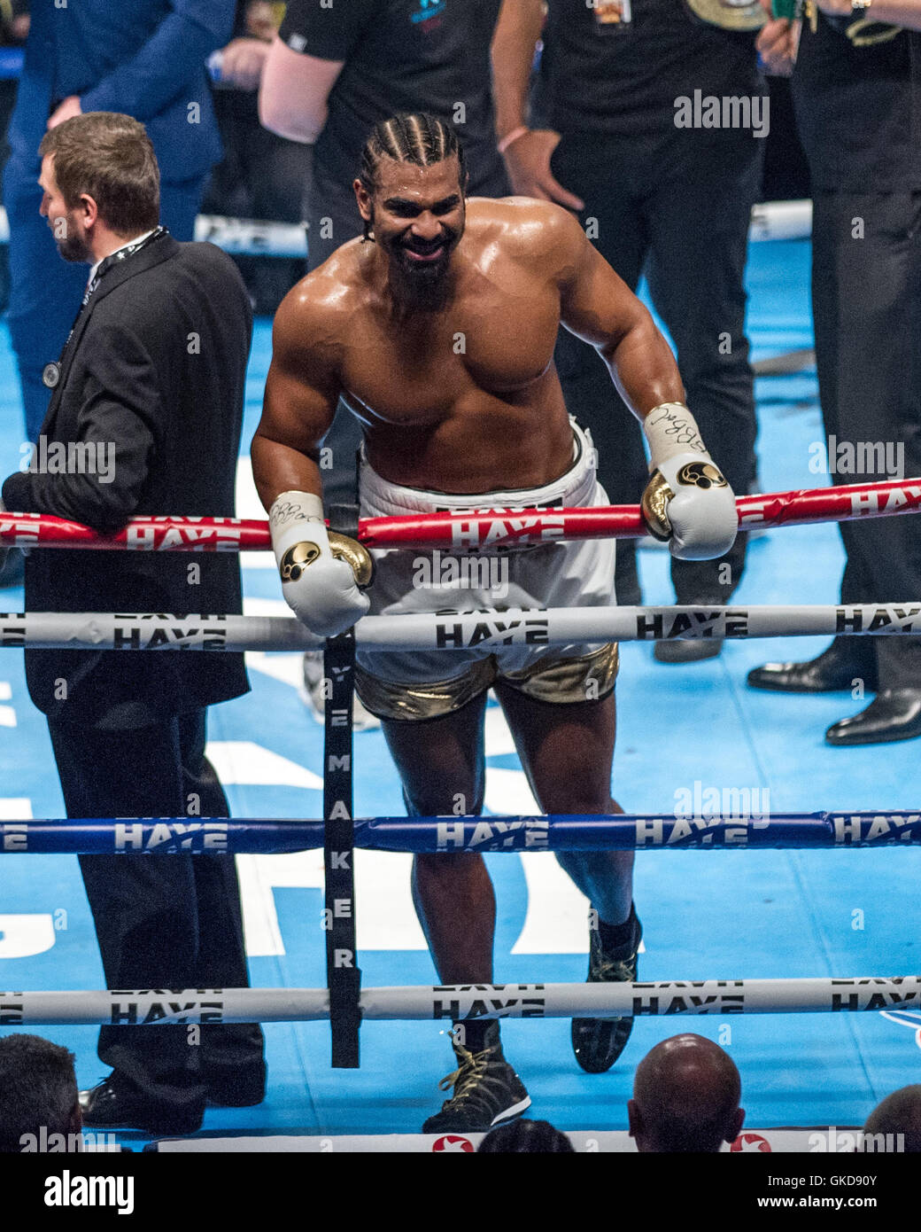 David Haye und Arnold Gjerjaj Schwergewichts-Boxkampf in der Londoner O2 Arena.  Mit: David Haye Where: London, Vereinigtes Königreich bei: 21. Mai 2016 Stockfoto