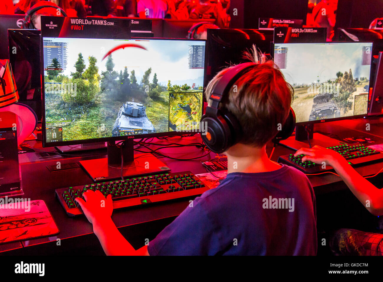 Gamescom-2016, Computerspiele-Messe in Köln, Stockfoto