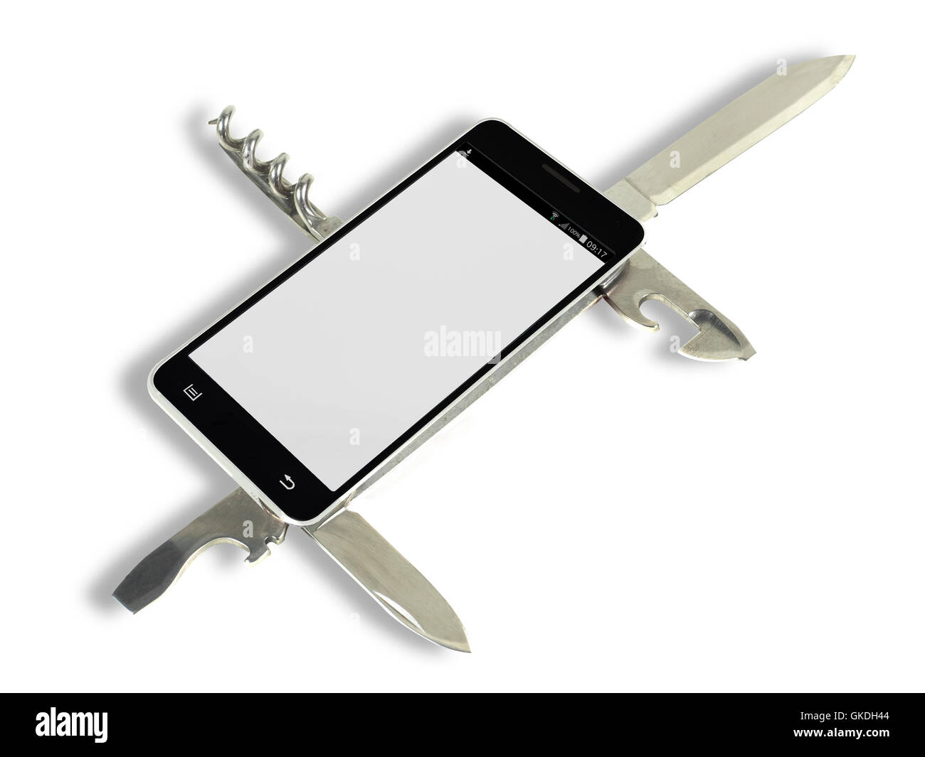ein Taschenmesser als app in einem smartphone Stockfoto