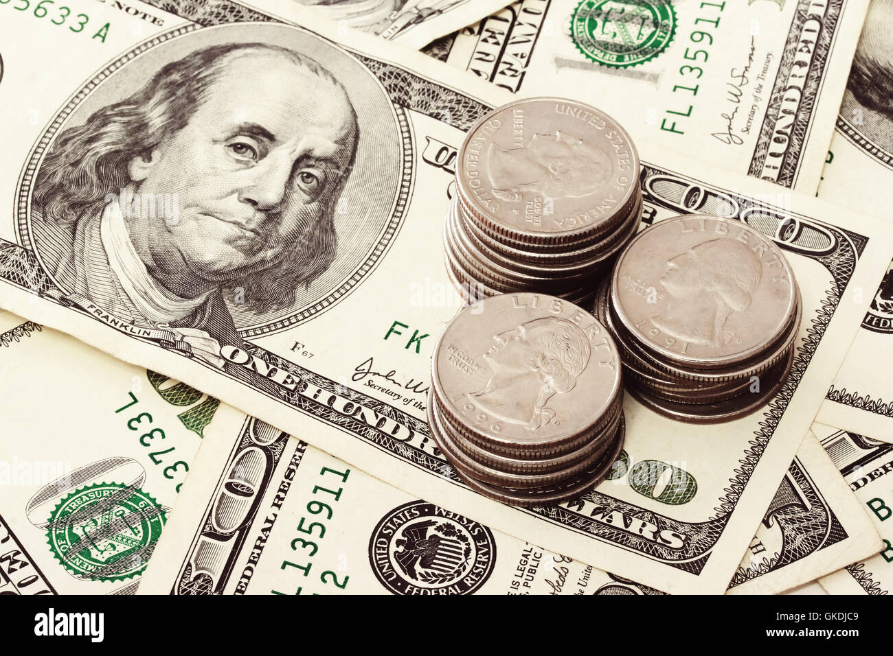 Dollar Dollar zahlen Stockfoto