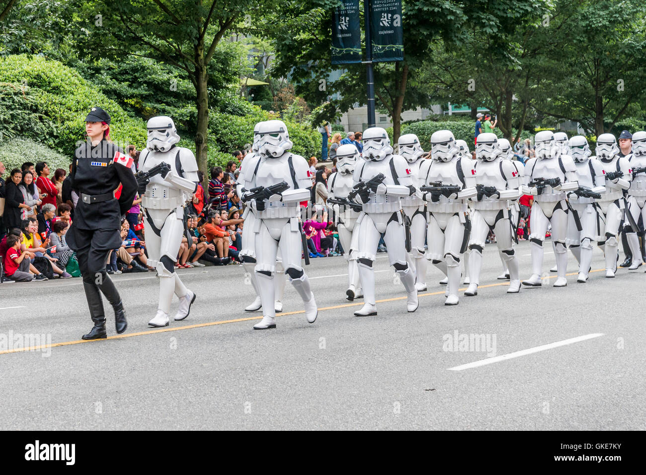 Star Wars-Charaktere in Kanada Day Parade, Innenstadt von Vancouver, British Columbia, Kanada Stockfoto