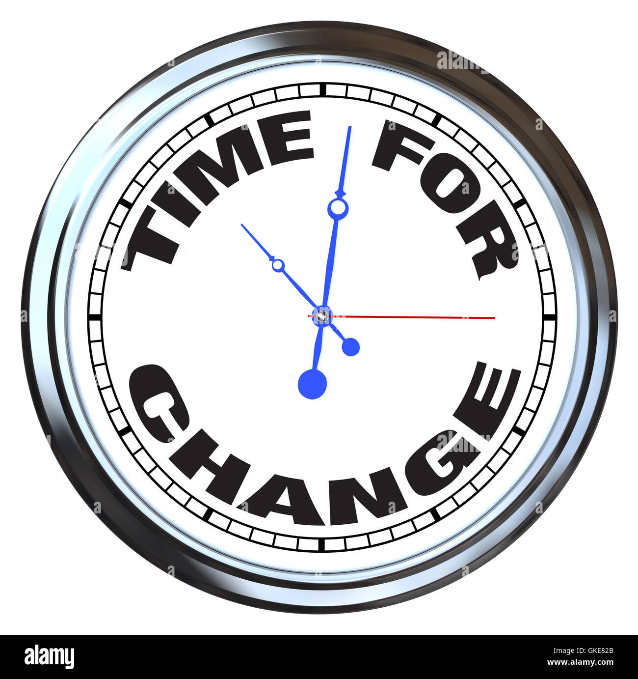 Zeit für Veränderung - Uhr mit glänzenden Metallrahmen Stockfoto