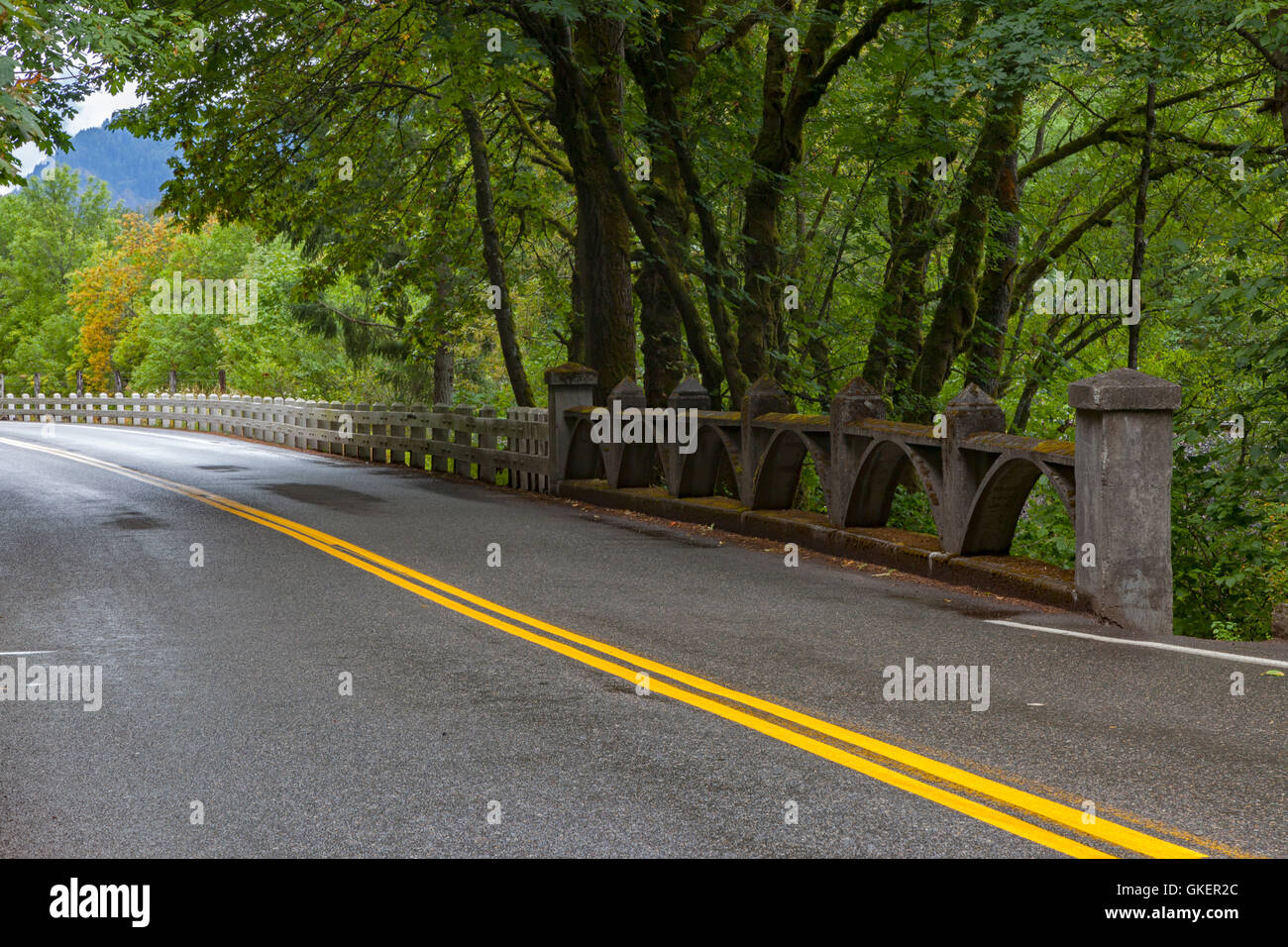 Brücke am historischen uns 30 entlang des Columbia River Gorge in Oregon Stockfoto