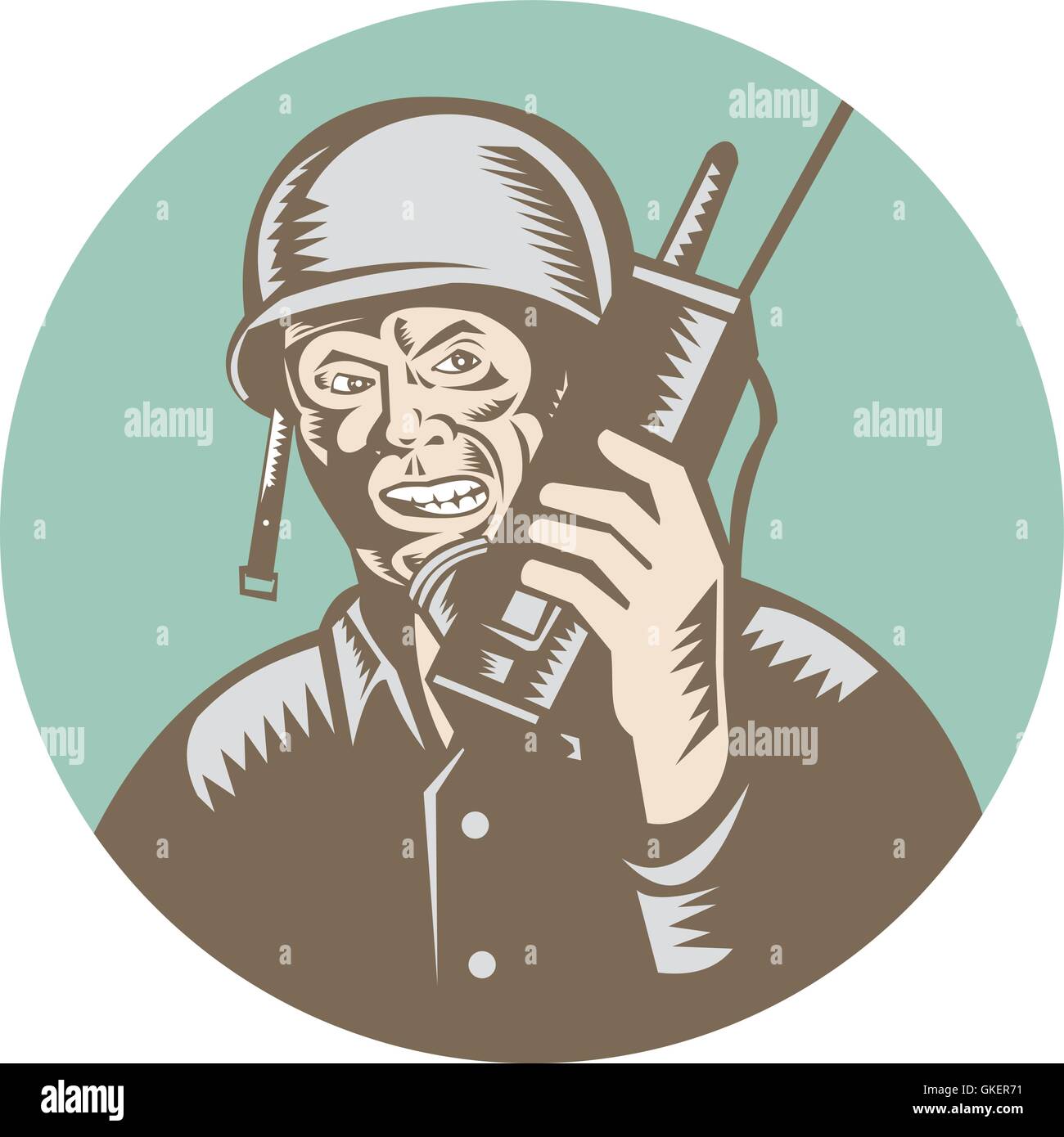 Zweiter Weltkrieg Soldat amerikanischen Talk Radio Kreis Stock Vektor