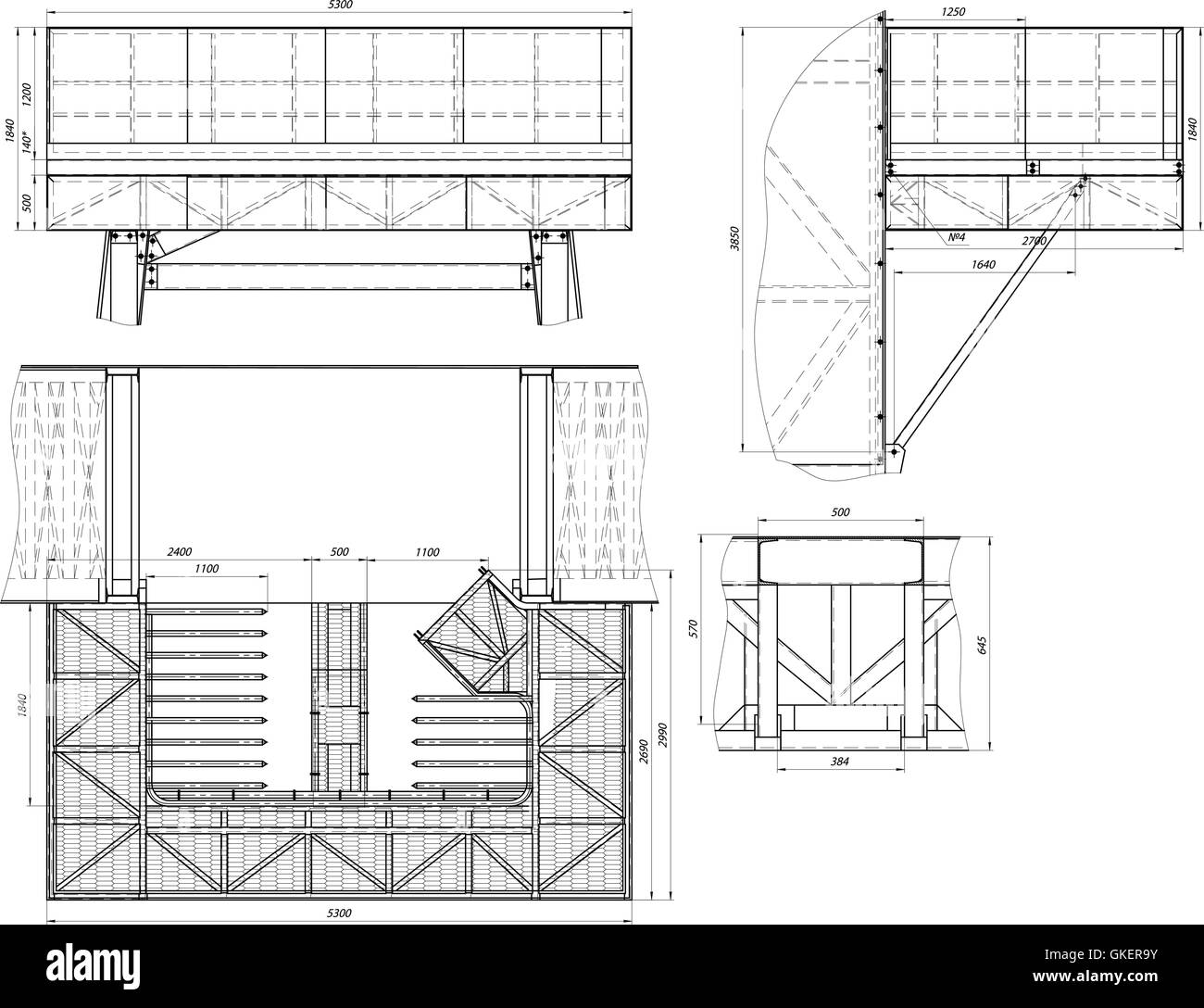 Gitter erweiterten Skizze. Engineering-Zeichnung Stock Vektor