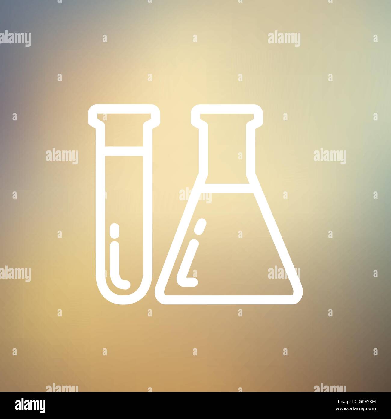 Reagenzglas und Becher dünne Liniensymbol Stock Vektor