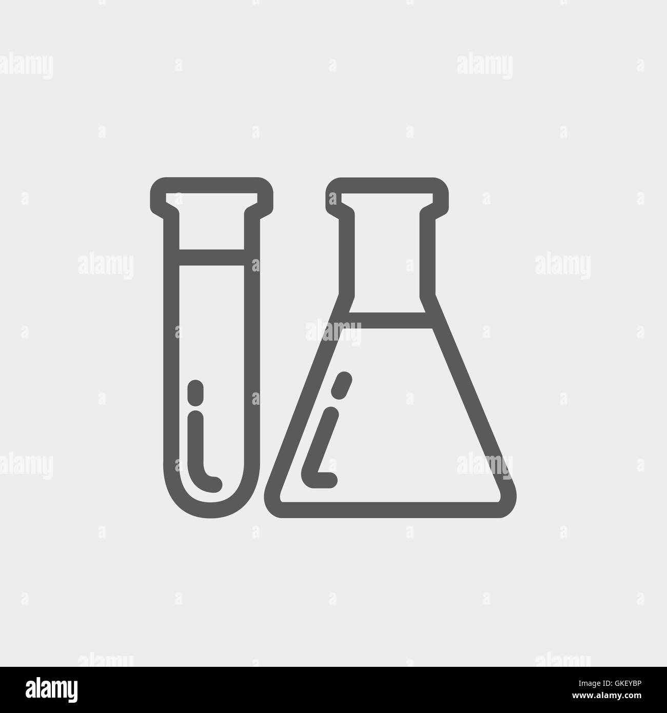 Reagenzglas und Becher dünne Liniensymbol Stock Vektor