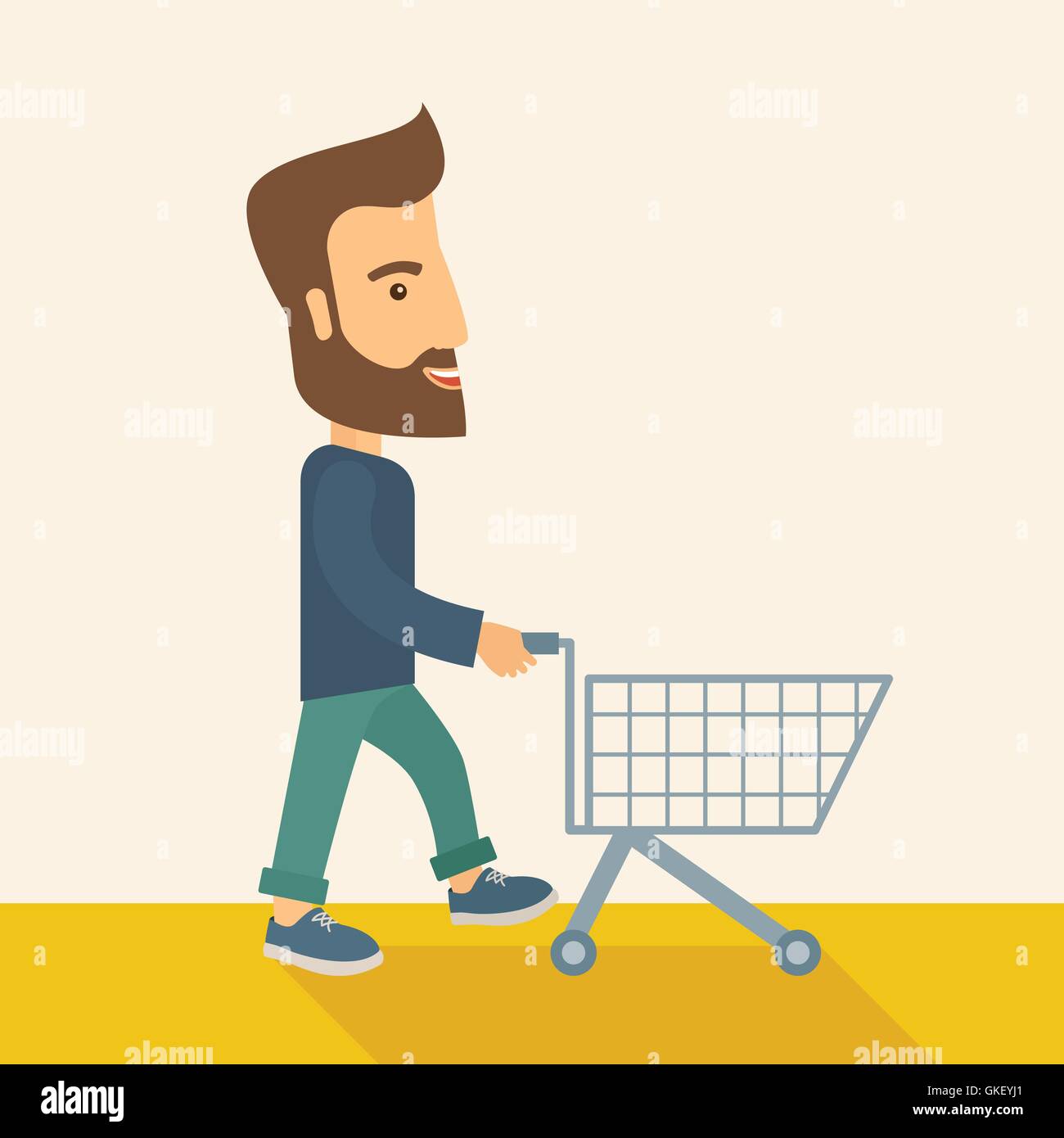 Mann mit leeren Wagen. Stock Vektor