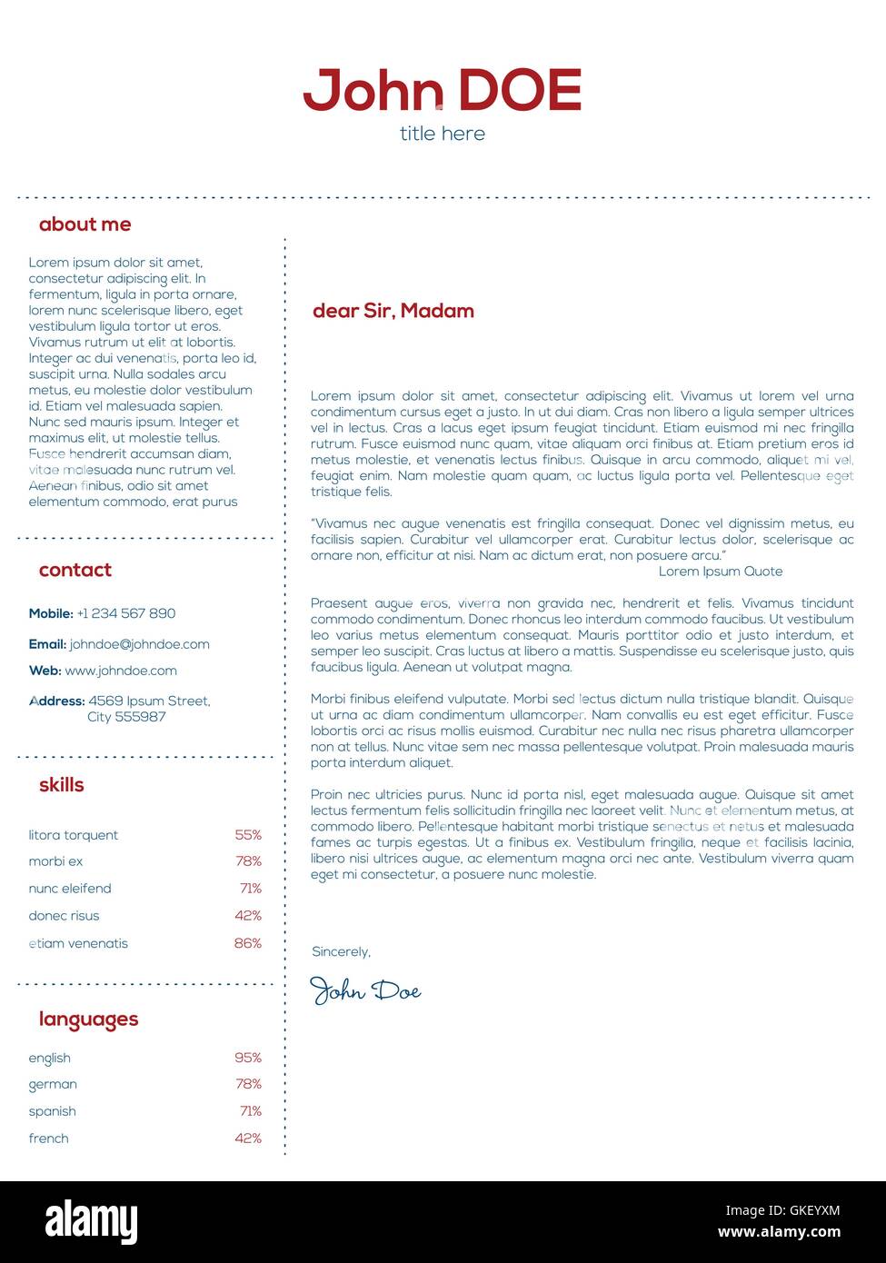 Einfach anschreiben Design für Lebensläufe Stock Vektor