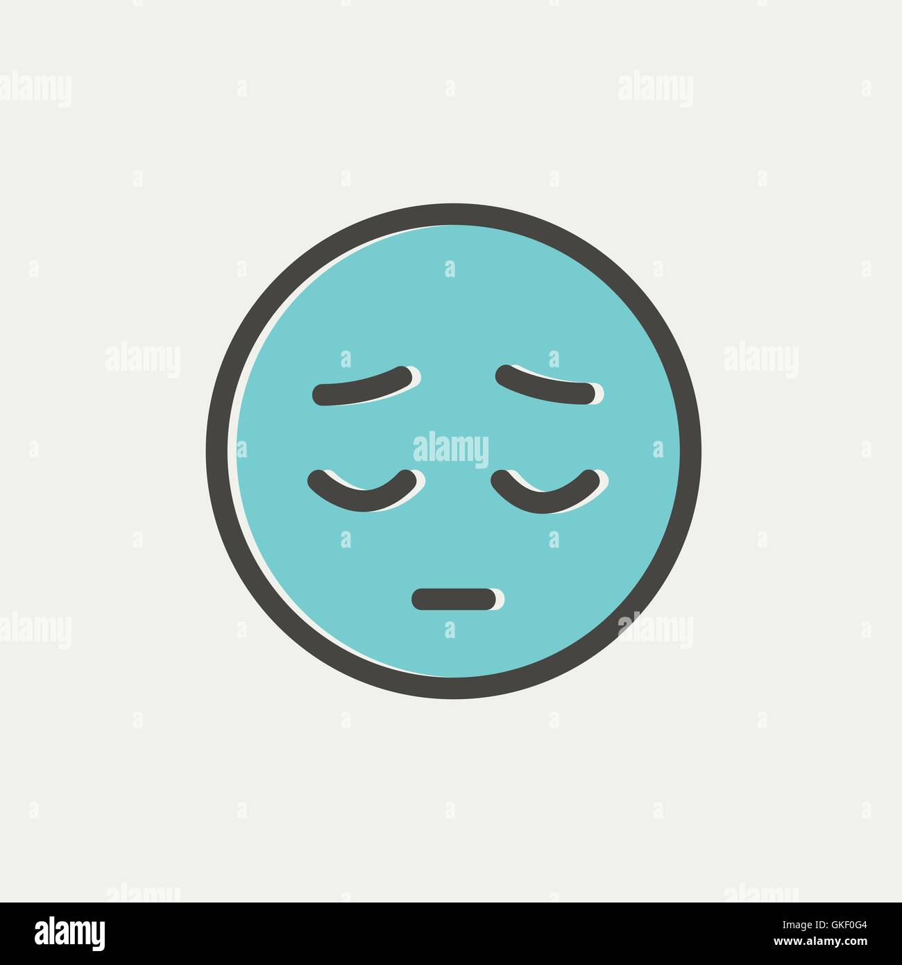 Müde Gesichtssymbol dünne Linie Stock Vektor